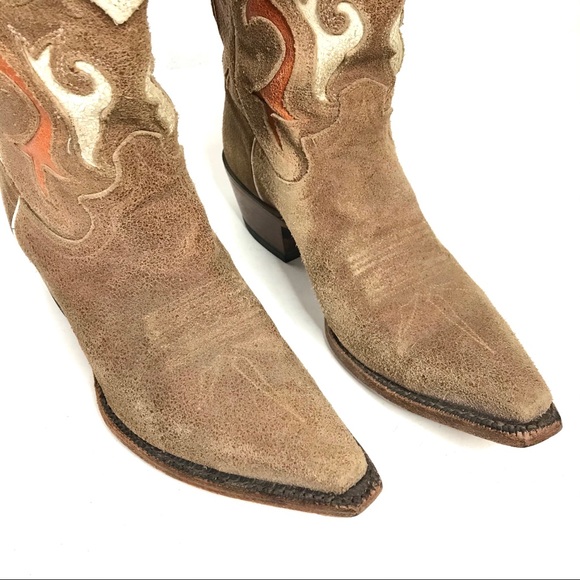 Justin Leather Cowboy Cowgirl Boots Size 8 - Picture 14 of 16